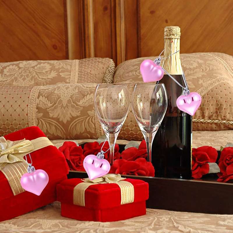 36 Pieces Heart Baubles Heart Valentine's Day Decorations Tree Baubles Heart Decor Ornaments for Ne
