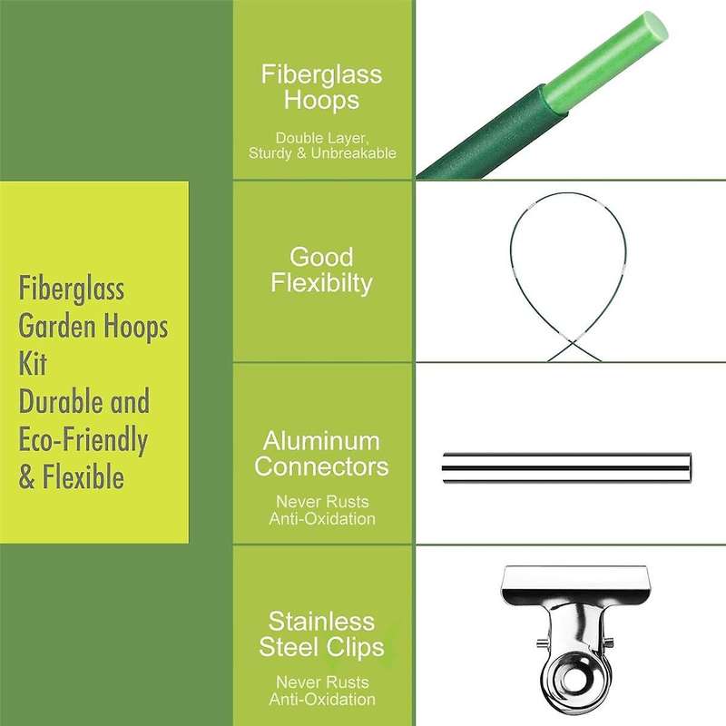 36 Pcs Green House Hoops Grow Tunnel 6 Sets Of 8.5 Ft Long Garden Hoops Kit, Rust-free Fiberglass Ra