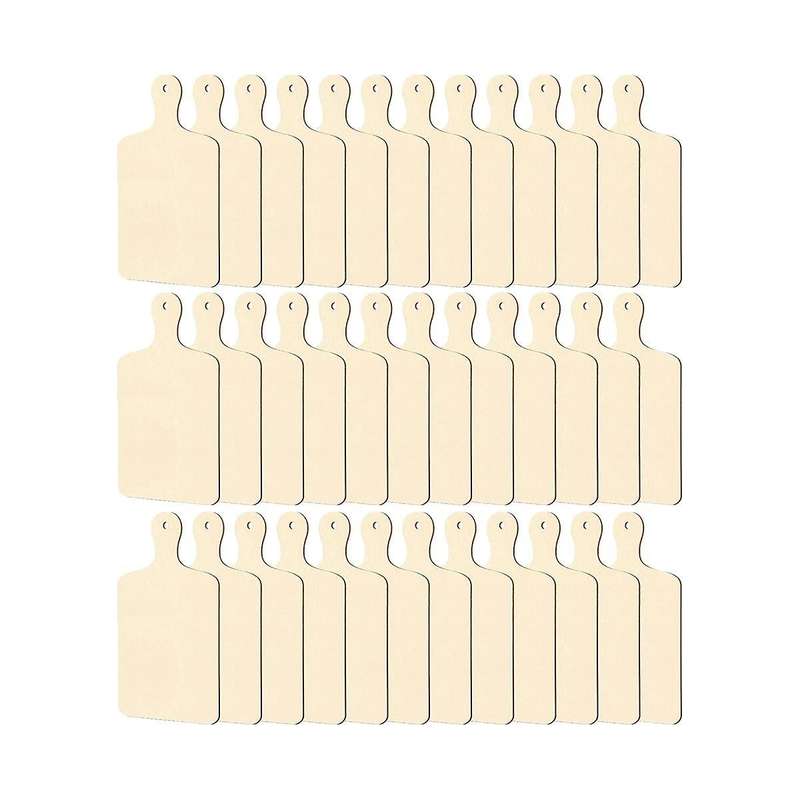 36 Pcs Wooden Mini Cutting Board with Handle Unfinished Wood Craft Mini Charcuterie Boards Paddle B