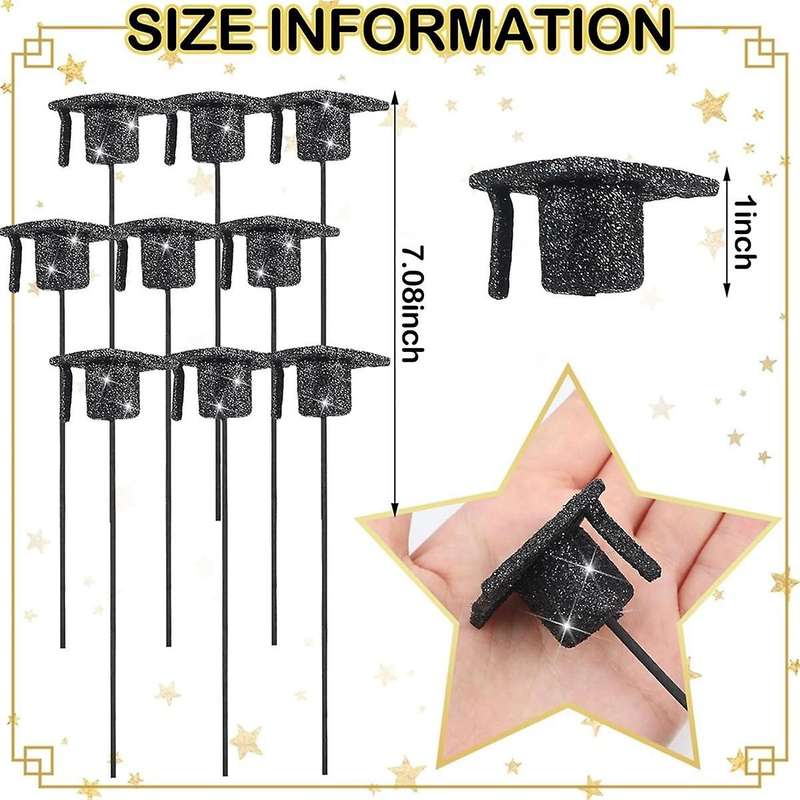 36 Pcs Graduation Cap Glitter Picks Foam Hat Picks for Grad Party Table Centerpiece Vase Filler Dec