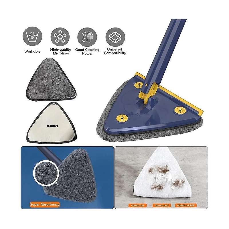 360 Rotatable Adjustable Cleaning Mop-improved Triangle Cleaning Mop with Automatic Water Squeezin