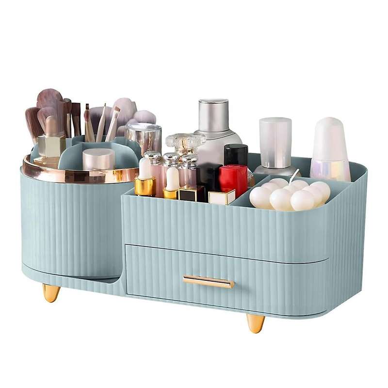 360 Rotating Makeup Organizer with Drawers-Large Capacity Cosmetic Display Case for Skincare,Brushes