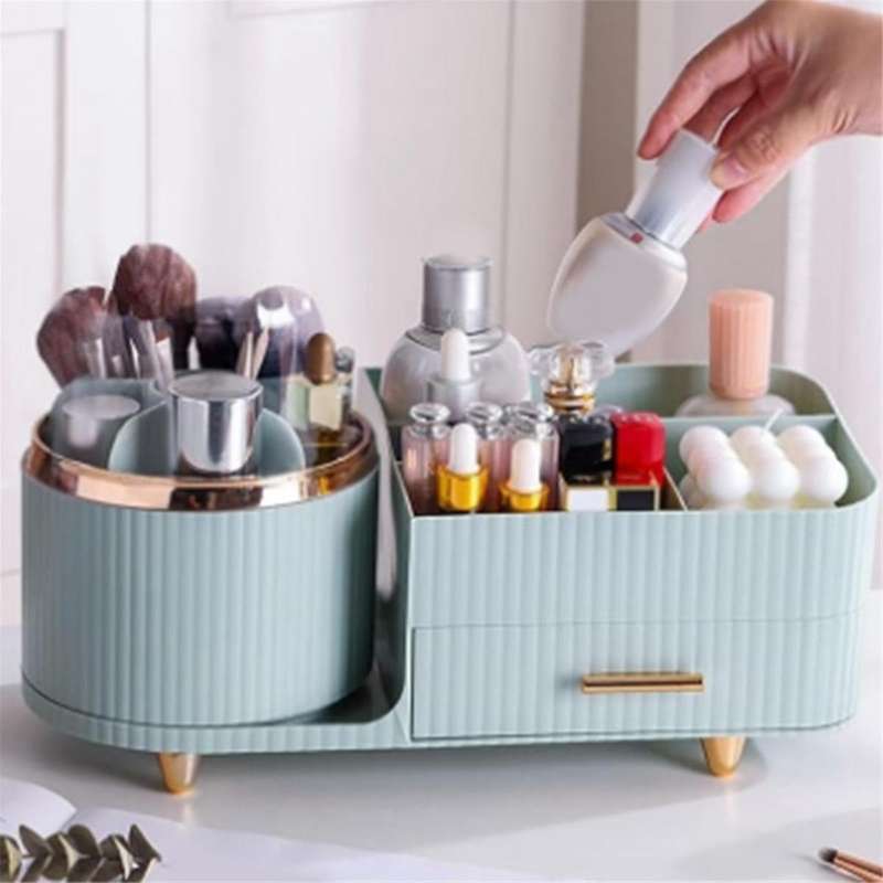 360 Rotating Makeup Organizer with Drawers-Large Capacity Cosmetic Display Case for Skincare,Brushes