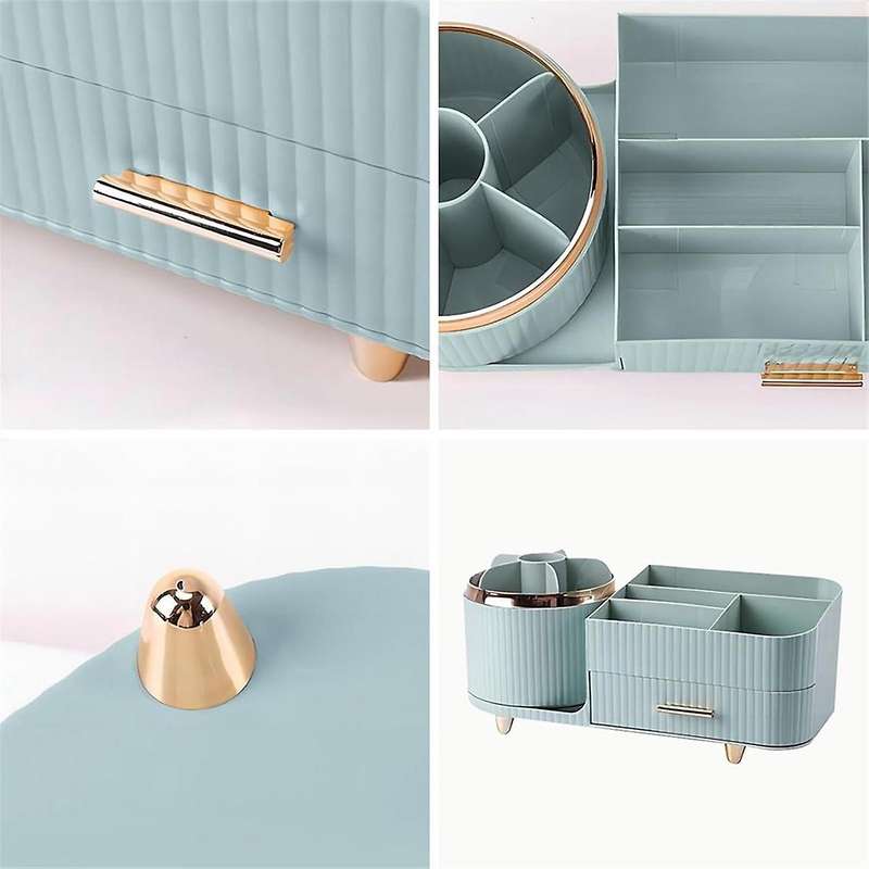 360 Rotating Makeup Organizer with Drawers-Large Capacity Cosmetic Display Case for Skincare,Brushes