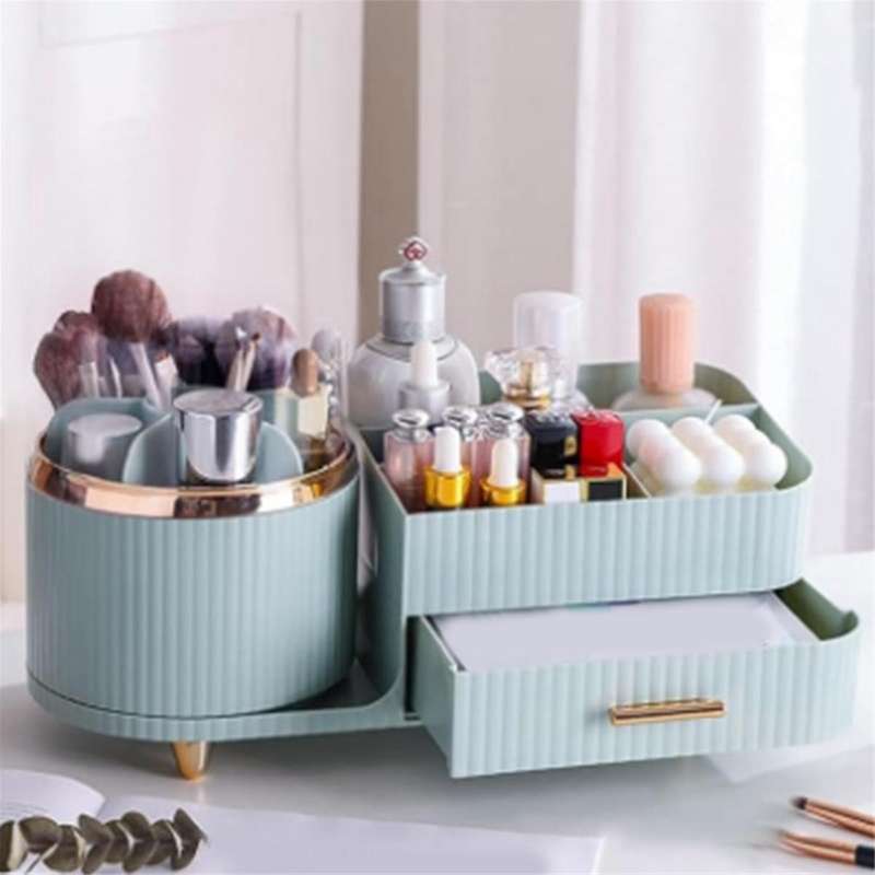 360 Rotating Makeup Organizer with Drawers-Large Capacity Cosmetic Display Case for Skincare,Brush