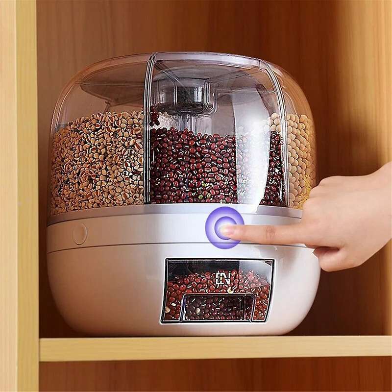 360 Rotating Grain Dispenser Grain Storage Box Transparent Sealed Jar Circular Kitchen Rice