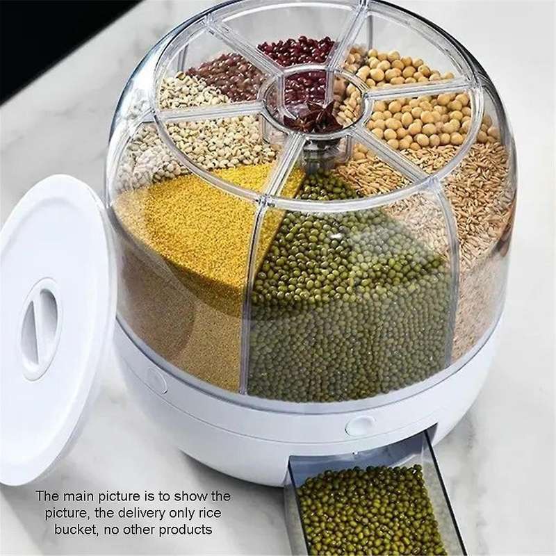 360 Rotating Grain Dispenser Grain Storage Box Transparent Sealed Jar Circular Kitchen Rice