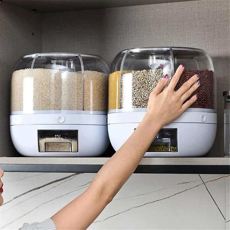 360 Rotating Grain Dispenser Grain Storage Box Transparent Sealed Jar Circular Kitchen Rice