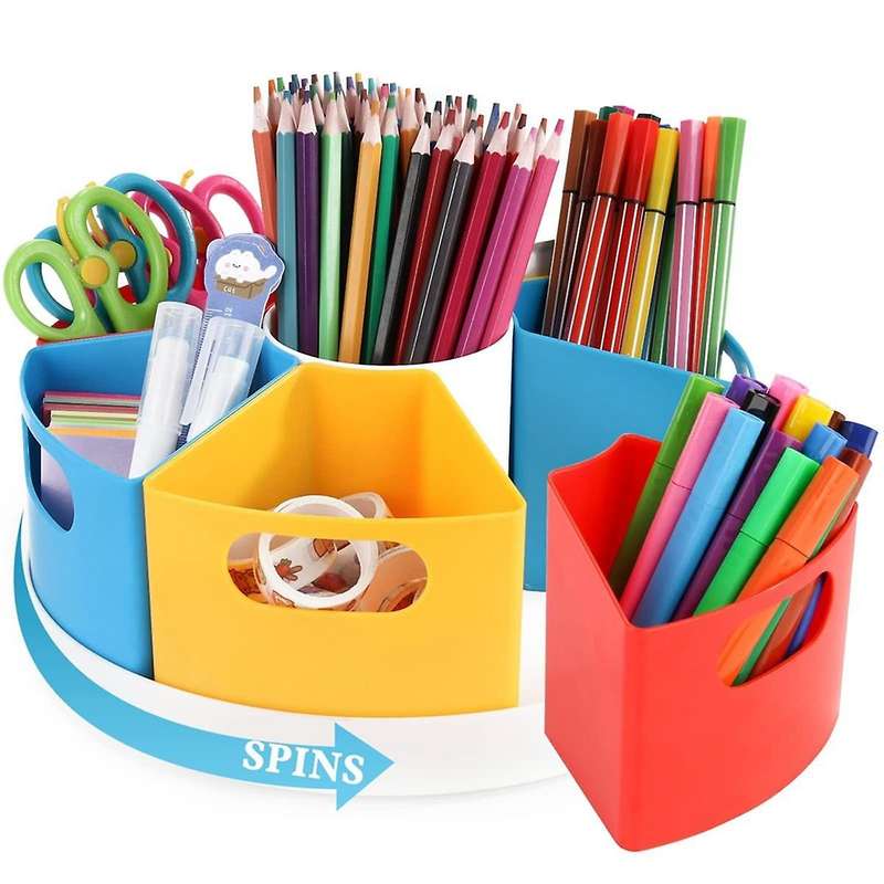 360 Rotating Storage Organizer for Kids,crayon Marker Storage and Pencil Holder for Desk