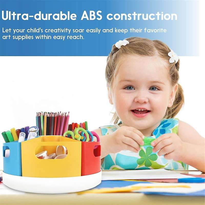 360 Rotating Storage Organizer for Kids,crayon Marker Storage and Pencil Holder for Desk