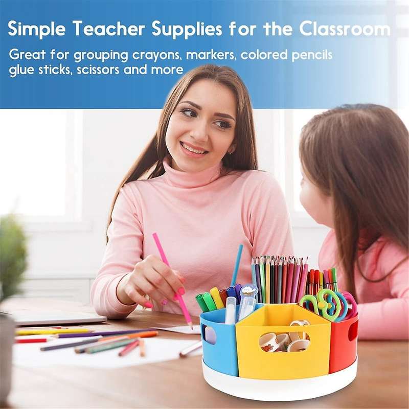 360 Rotating Storage Organizer for Kids,crayon Marker Storage and Pencil Holder for Desk