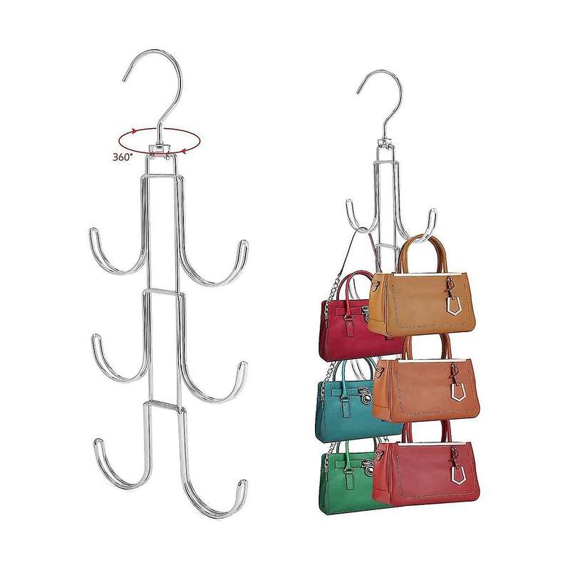 360rotating Purse Hangers,2 Pack Purse Organizer for Closet,silver Metal Bag Holder Storage Hooks