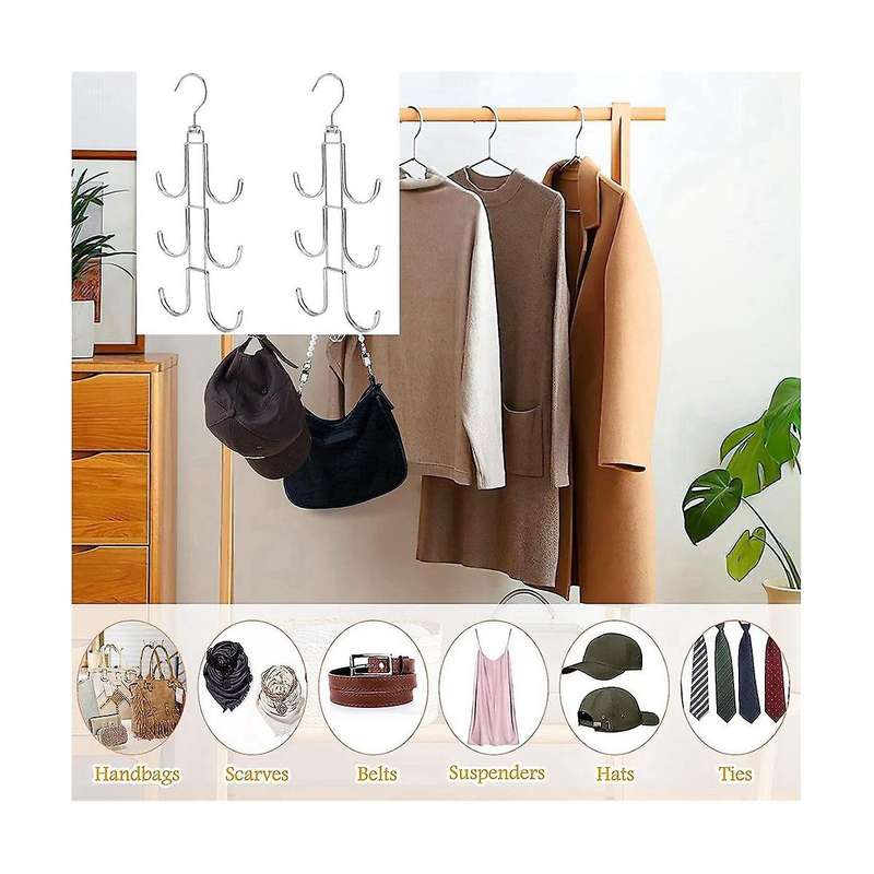 360rotating Purse Hangers,2 Pack Purse Organizer for Closet,silver Metal Bag Holder Storage Hooks
