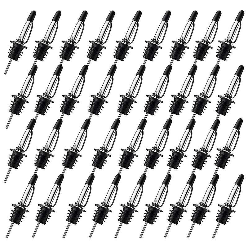 36Pack Liquor Pourers,Stainless Steel Pour Spouts for Bottles with Siamese Rubber Dust Caps,for 3/4i