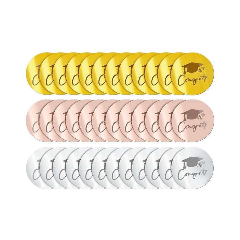 36pcs Graduation Cupcake Toppers Acrylic Cake Disc Cake Toppers Round Graduation Engraved Mirror Ac