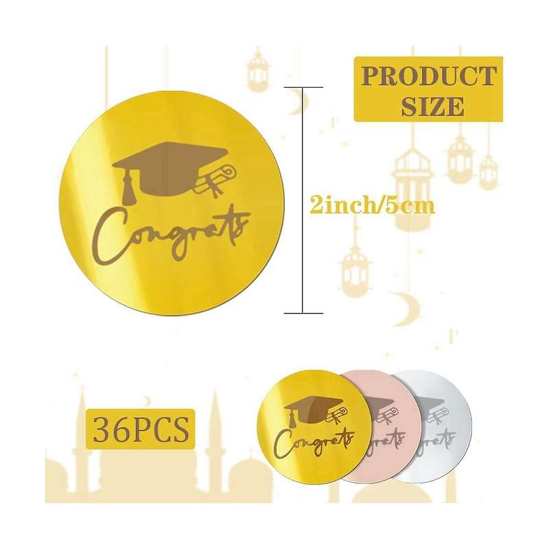 36pcs Graduation Cupcake Toppers Acrylic Cake Disc Cake Toppers Round Graduation Engraved Mirror Ac