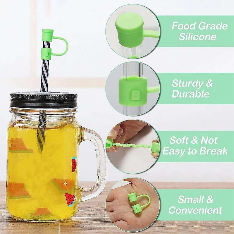 36pcs Reusable Silicone Straw Cover,colorful Dust-proof Straw Plug for 8mm Straws Home Kitchen Part