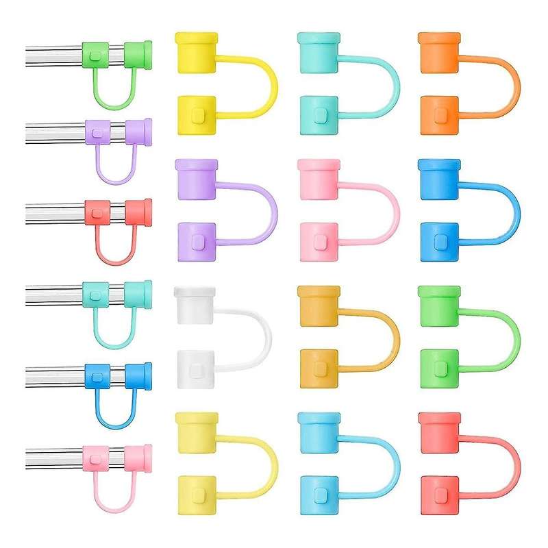 36Pcs Reusable Silicone Straw Cover,Colorful Dust-Proof Straw Plug for 8mm Straws Home Kitchen Party
