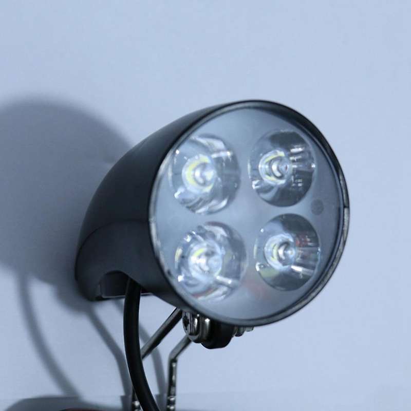 36V 48V EBike Light Scooter Lamp Electric Bicycle 4 LED Front Headlight Ultra- with Horn