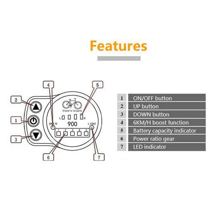 36v/48v Mountain Bike Modified Lithium Battery Power with Quantum Kt-led900 Meter 3 Pin Sm Connecto