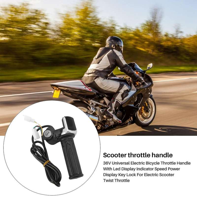 36v Universal Electric Bicycle Throttle Handle with Led Display Indicator Speed Power Display Key Lo
