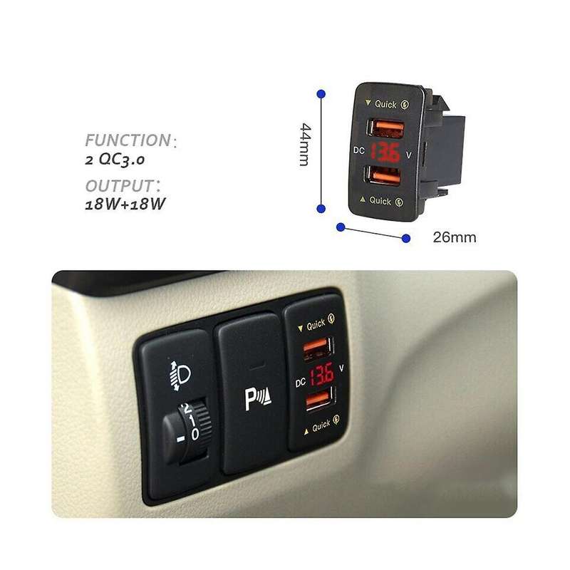 36w Car Charger Dual Usb Fast Charge Car Supplies Red Light