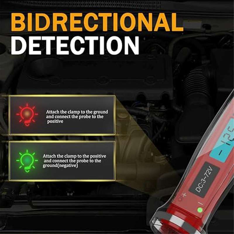 3-72V DC Car Test Light, LCD Digital Light Tester with Voltmeter, Fuse Voltage Tester Car