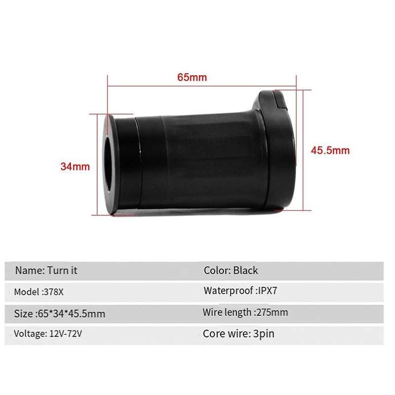 378X Half Twist Throttle Electric Bike Handle Throttle 3Pin Waterproof Connector for Bbs01/Bbs02/ Mo