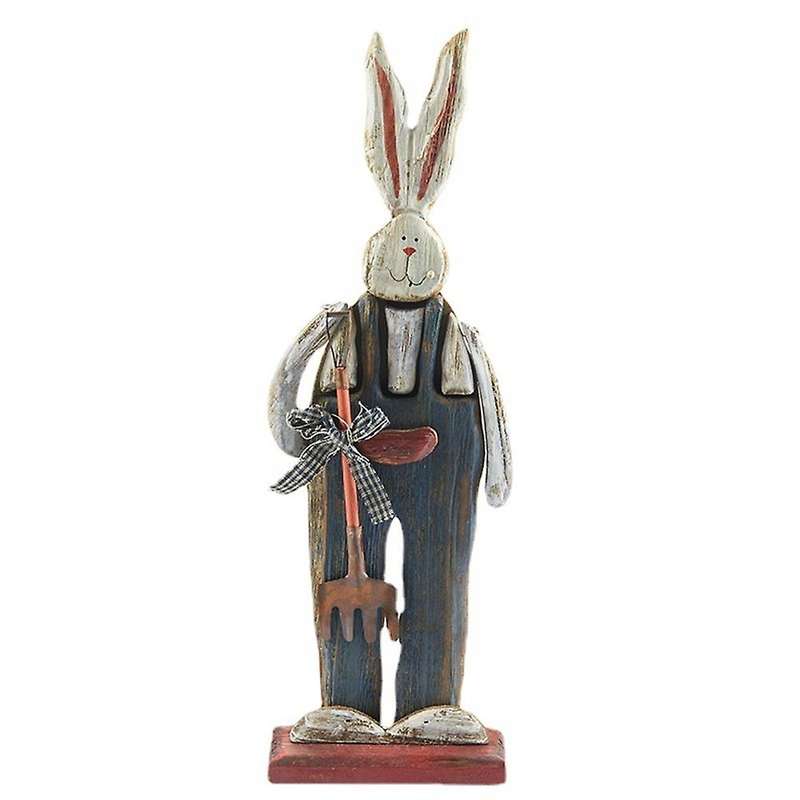37cm Easter Wooden Old Bunny Ornaments Tabletop Decor for Bedroom Living Room Small Figurines Christ