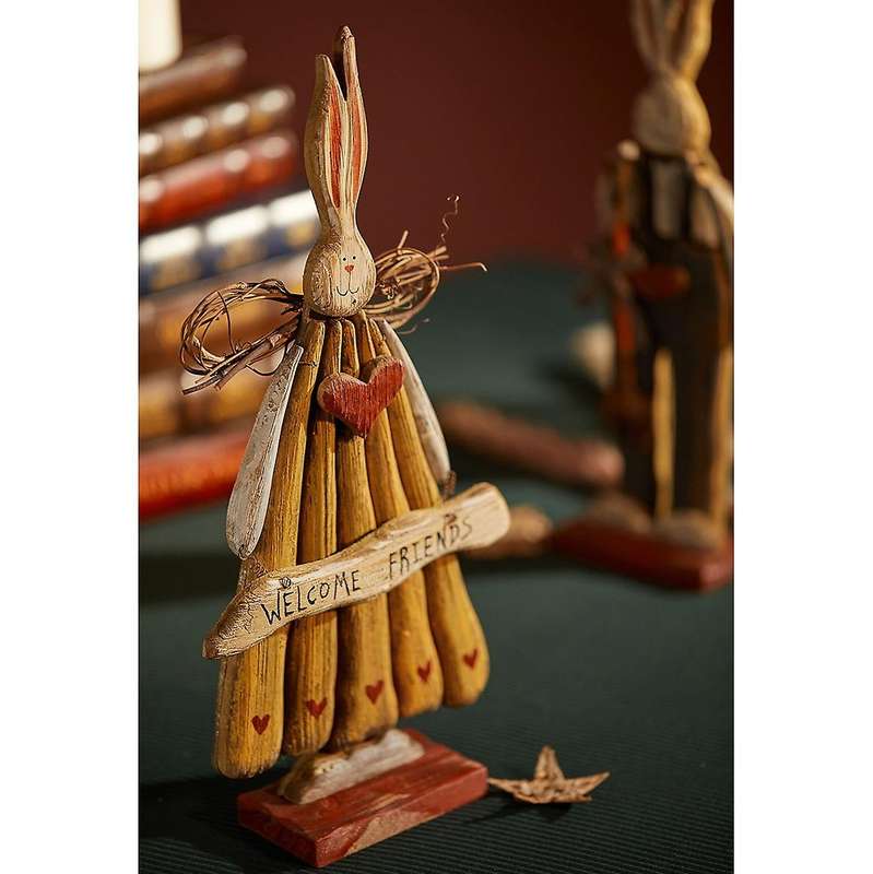 37cm Easter Wooden Old Bunny Ornaments Tabletop Decor for Bedroom Living Room Small Figurines Christ