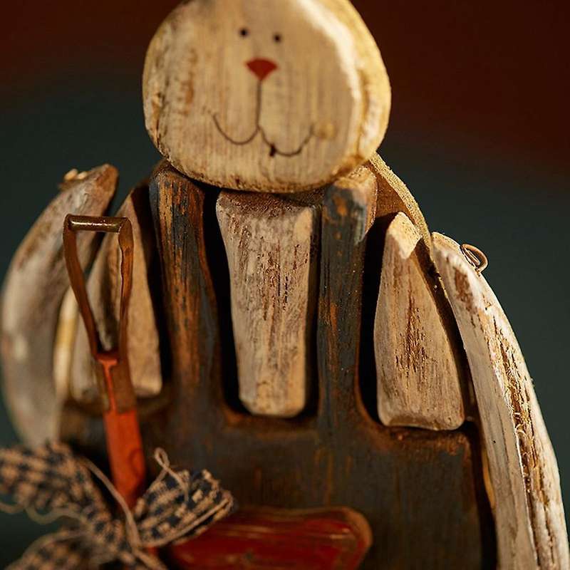 37cm Easter Wooden Old Bunny Ornaments Tabletop Decor for Bedroom Living Room Small Figurines Christ