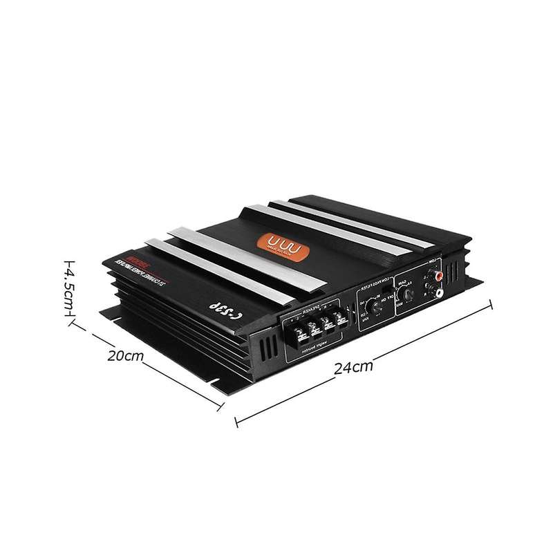 3800 W Car Amplifier 2 Channel Black Aluminum Alloy High Power Car Stereo Audio Power Amplifier for