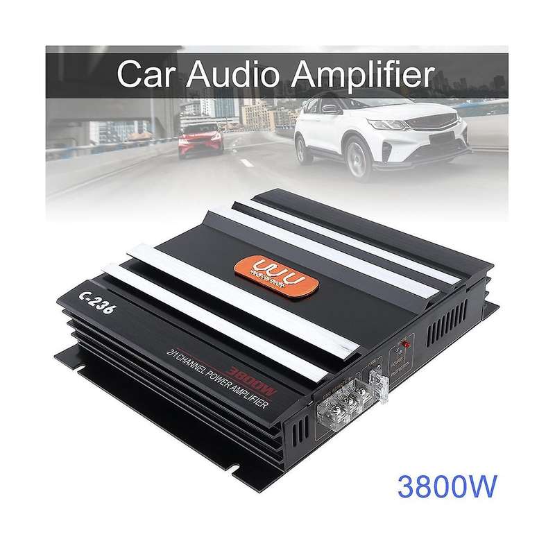 3800 W Car Amplifier 2 Channel Black Aluminum Alloy High Power Car Stereo Audio Power Amplifier for