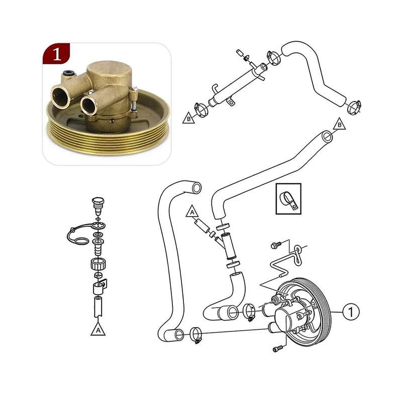 3812519 Raw Sea Impeller Water Pump with Serpentine Pulley for V6 V8 4.3 5.0 5.7 21212799