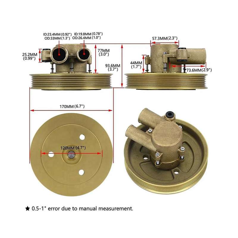 3812519 Raw Sea Impeller Water Pump with Serpentine Pulley for V6 V8 4.3 5.0 5.7 21212799