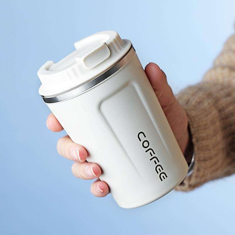 380ml Coffee Mug with Stirring Spoon Stainless Steel Portable Car Office Vacuum Flasks Water Cup-bl