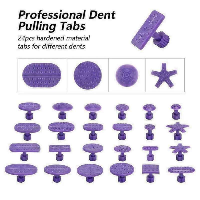 38cm 34Pcs Car Paint-Free Dent Repair Tool Kit Car Dent Puller Slide Hammer with T- Repair Tool