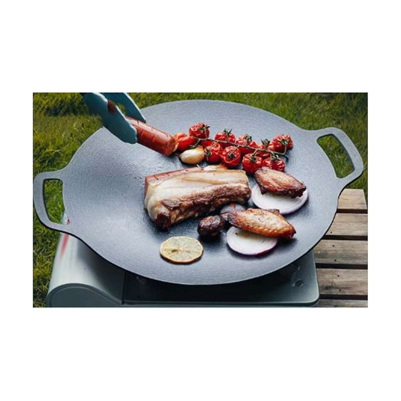 38cm Thick Cast Iron Frying Pan Flat Pancake Griddle Non-stick Bbq Grill Induction Cooker Open Flam
