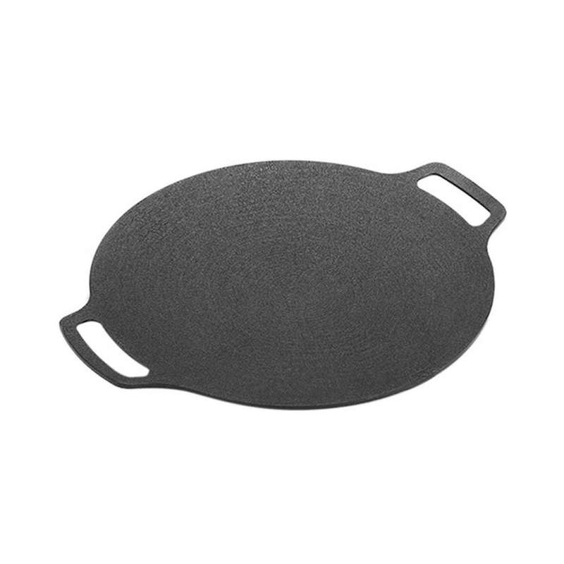 38cm Thick Cast Iron Frying Pan Flat Pancake Griddle Non-stick Bbq Grill Induction Cooker Open Flam