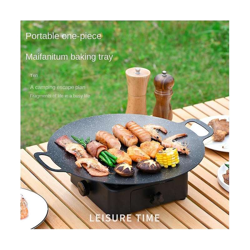 38cm Outdoor Camping Grill Plate Korean Barbecue Plate Barbecue Meat Pot Barbecue Plate Frying Plat