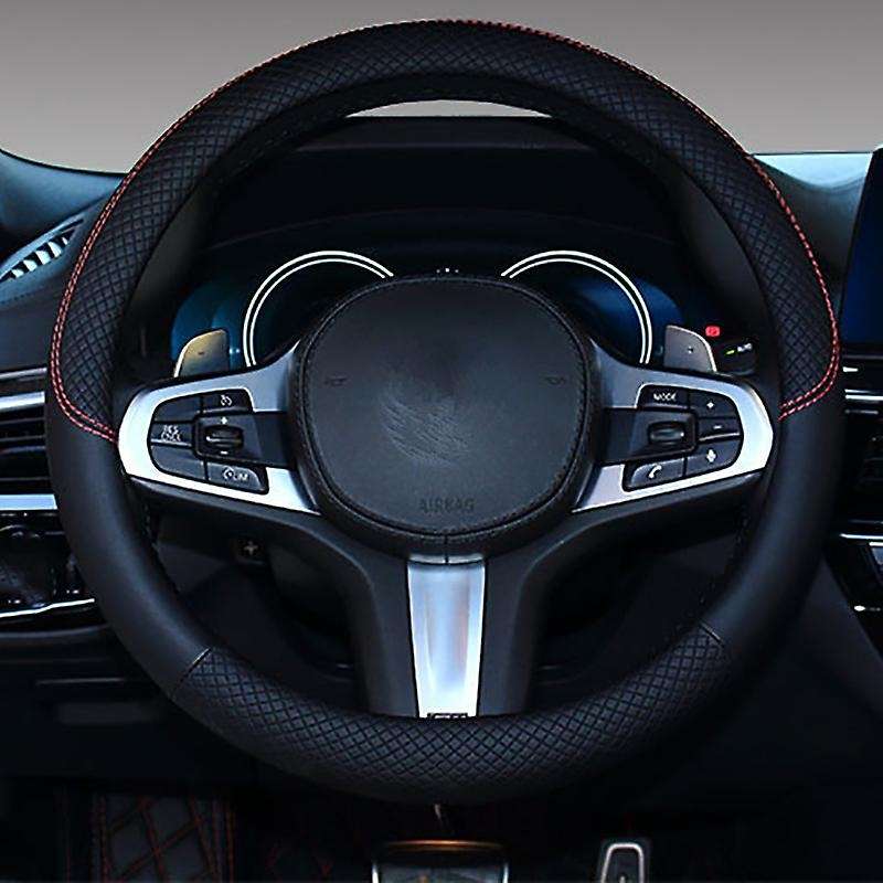 38cm Car Steering Wheel Cover, Universal Leather Steering Wheel Cover, Fit for All 99% Car Models Ac