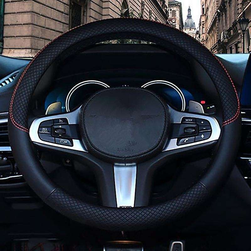 38cm Car Steering Wheel Cover, Universal Leather Steering Wheel Cover, Fit for All 99% Car Models Ac