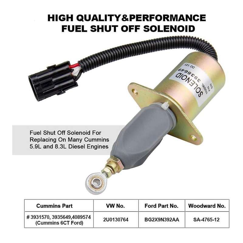 3935649 SA-4764-12 Fuel Shut Off Solenoid for 5.9L 8.3L RAM-crude oil Engine 12VDC