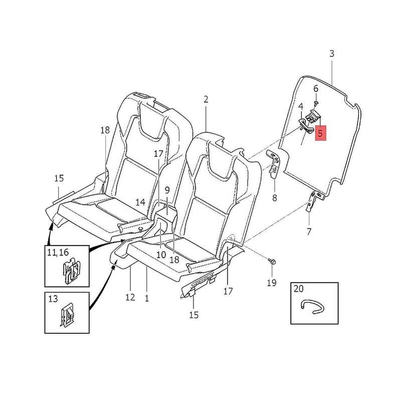 39826799 Rear Release Outer Handle Lever for XC90 2016-2023 2Nd / 3Rd Row Backrest Switch Release P