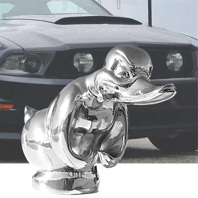3D Chromed Angry Duck Hood Ornament, Death Proof Duck Black Convoy Duck Hood Ornament Fun Front Hoo