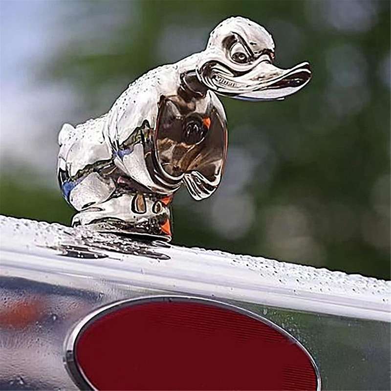 3D Chromed Angry Duck Hood Ornament, Death Proof Duck Black Convoy Duck Hood Ornament Fun Front Hoo