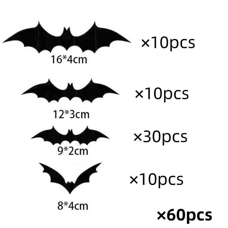 3D Black Bat Sticker Wall Decoration Halloween Party Decoration Indoor Outdoor Halloween Decoration