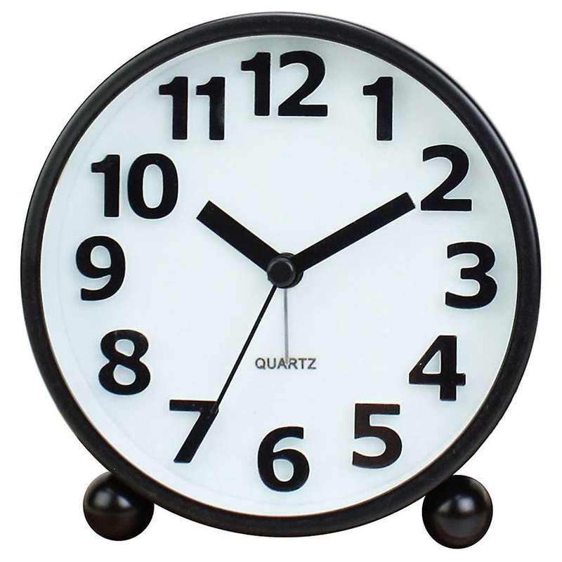3D Digital Metal Black Alarm Clock 4 Inches Silent Alarm Clock with Night Light for Children Bedro