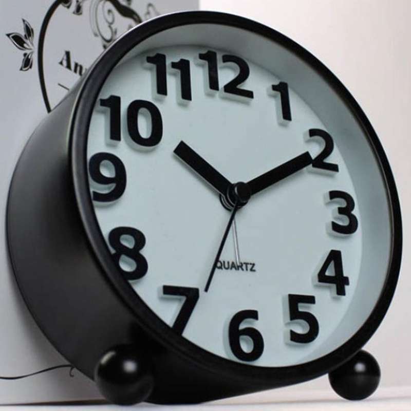 3D Digital Metal Black Alarm Clock 4 Inches Silent Alarm Clock with Night Light for Children Bedro