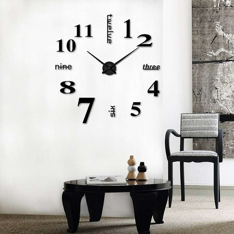 3d Diy Wall Clock Modern Design Acrylic Clocks Home Sticker Room Decor Clock On The Wall Numbers-bl